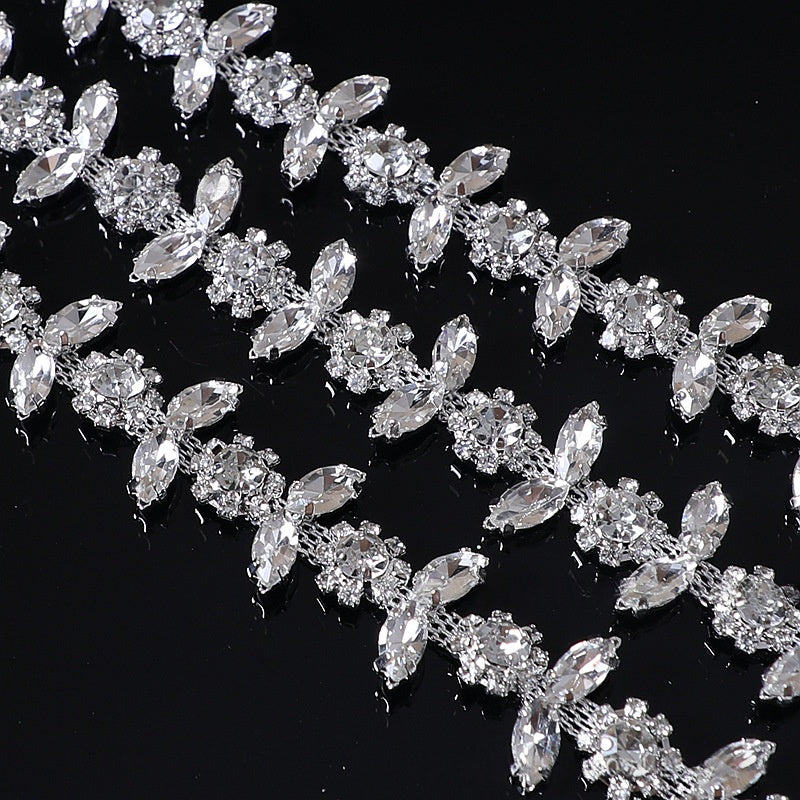 Chain Accessories Rhinestone Chain DIY Jewelry Soldered Chain Floral Design
