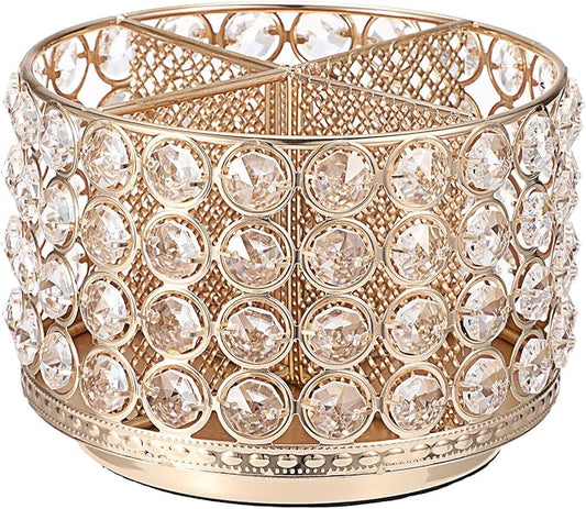 Hipiwe Crystal Vanity Organizer 360 Rotating Makeup Brush Holder Spinning Cosmetic Brushes Display Holder Gold Vanity Stor...