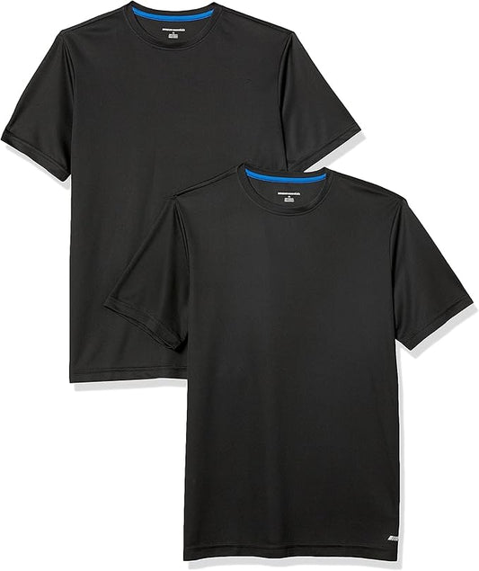 Amazon Essentials Men's Moisture Wicking Breathable Active Performance Tech Gym T-Shirts, Pack of 2