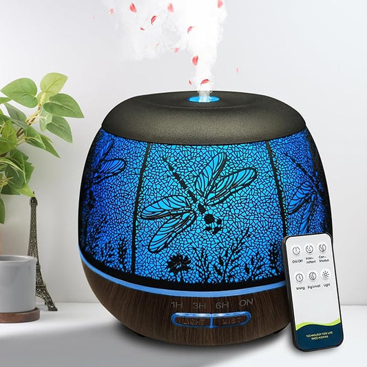Roonbo Diffusers for Essential Oils Large Room 400ml,Essential Oil Diffuser for Home with R/C,Cool Mist Humidifiers for Be...