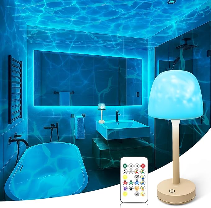 Waterproof Shower Lamp for Inside Shower, Rechargeable Bathroom Lamp with Remote & Touch Control, Cordless Shower Light wi...