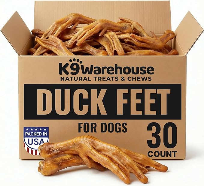 K9warehouse Duck Feet for Dogs – High Protein Dehydrated Dog Treats, Natural Crunchy Chews with Collagen, Glucosamine & Ch...