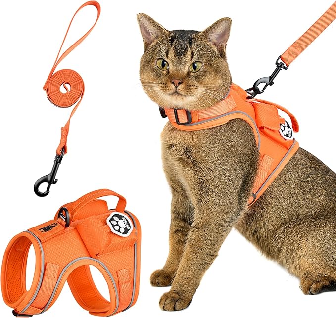 OneTigris Tactical Cat Harness and Leash - Escape Proof Soft Adjustable Cat Harness, Breathable, Comfortable, Durable Wate...