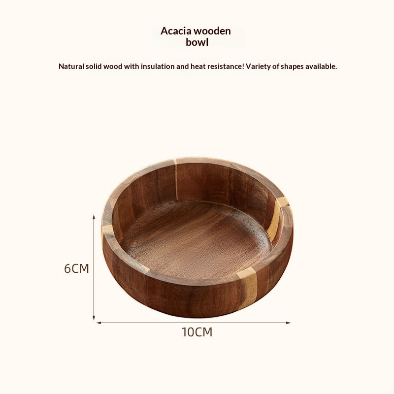 Hand-Painted Acacia Wood Salad Bowl For Home Use