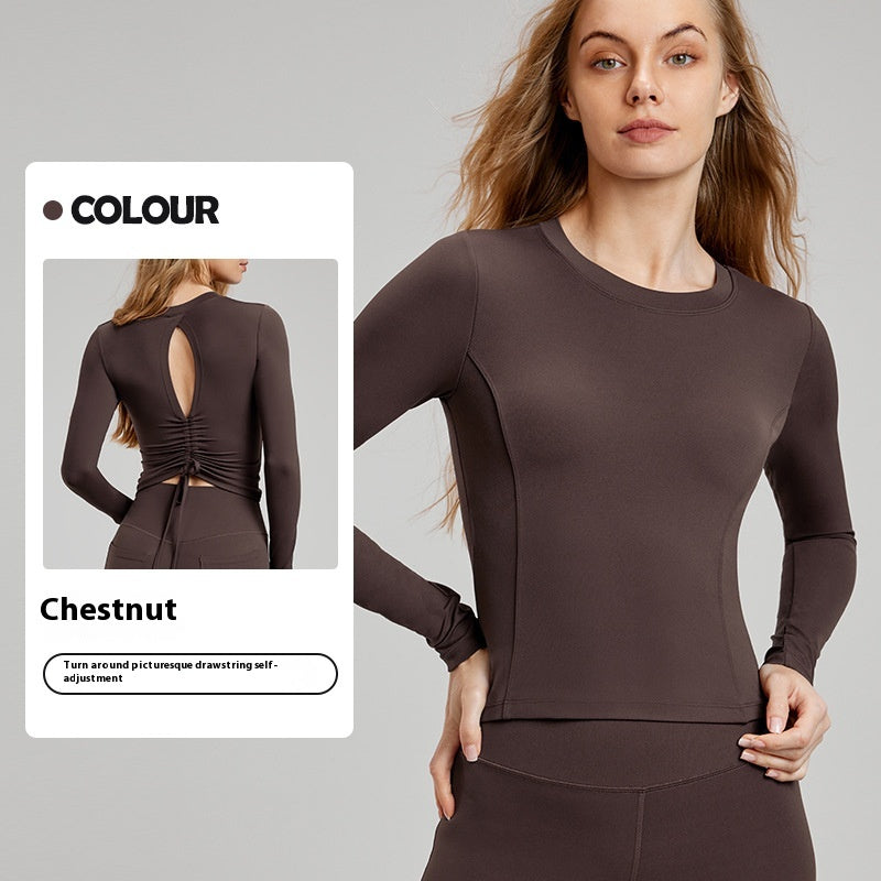 Yoga Clothes Long Sleeve Women's High-grade Hollow-out Beauty Back Sports Belt Chest Pad