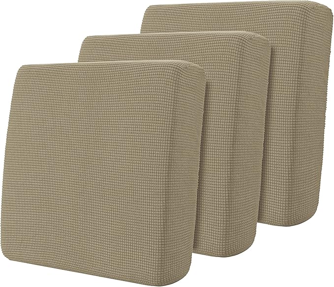 Hokway 3 Piece Couch Cushion Slipcovers Stretch Reversible Cushion Replacement Slipcovers Sofa Cushion Covers(Camel, 3)