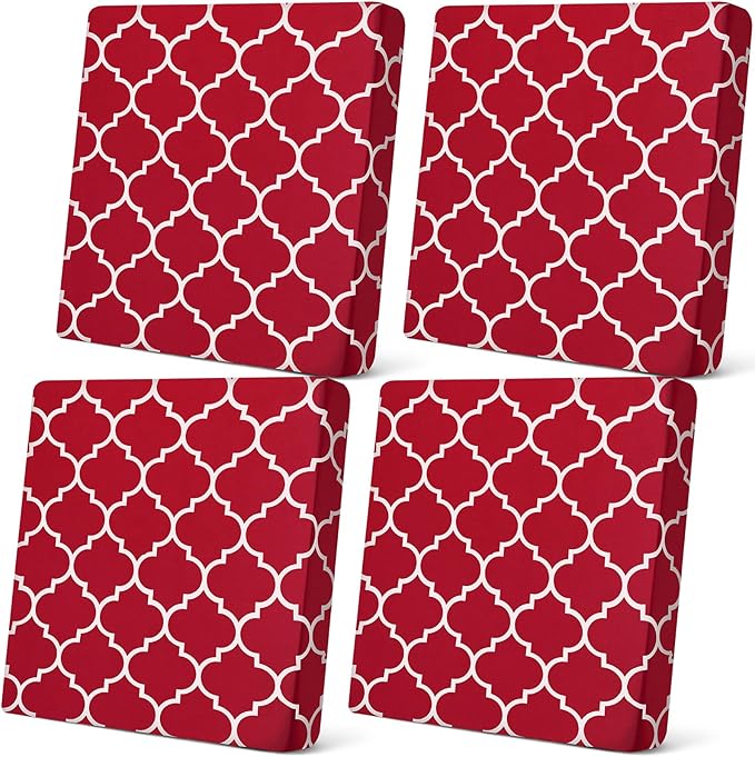 Newwiee 4 Pcs Waterproof Outdoor Cushion Covers for Patio Furniture Stretch Outdoor Couch Cushion Covers Replacement Moroc...