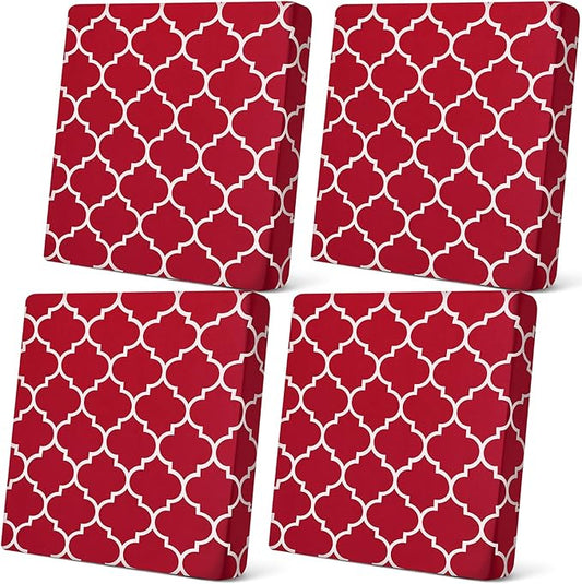 Newwiee 4 Pcs Waterproof Outdoor Cushion Covers for Patio Furniture Stretch Outdoor Couch Cushion Covers Replacement Moroc...