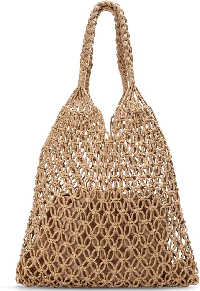 Pleneal Beach Bags for Women - Women Beach Tote Bag, Summer Mesh Hollow Straw Tote Bag for Holiday Market