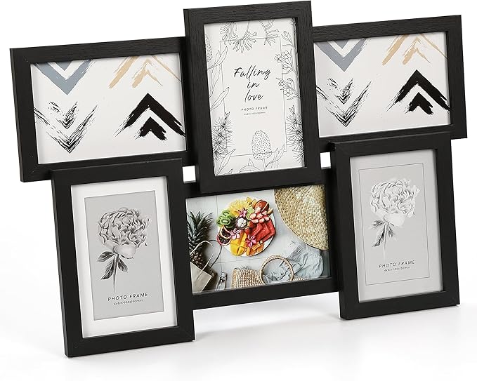 IDEALHOUSE 4x6 Picture Frames Collage Wall Decor, 6-Pack Photo Collage Frame, Multi Picture Frame Set with Glass Front