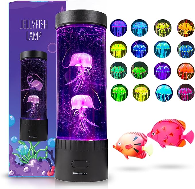 Brewish Jellyfish Lamp (Upgraded Motor 2025),16 Color Changing Mood Lamps, 4 Modes Aquarium Night Light, Artificial Fish T...