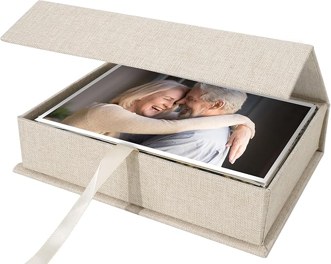 Yopih 5x7 Linen Photo Storage Box - Ideal for Preserving and Organizing Your Precious Photos, Certificates, Scrapbooking S...