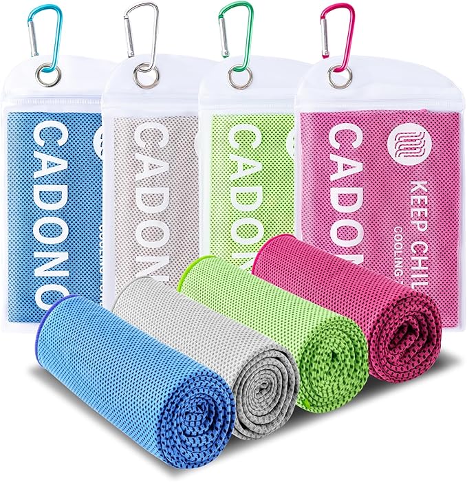 CADONO 4 Pack Cooling Towel (40"x12"), Soft Breathable Chilly Towel, Ice Towel, Microfiber Towel for Yoga, Sport, Running,...