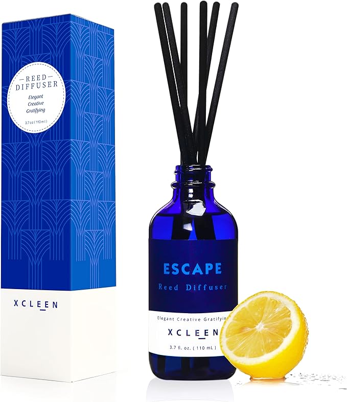 Xcleen Reed Diffusers Set, 3.7 Oz Scent Diffuser, 6 Reed Diffuser Sticks, Home Fragrance Hyacinth, Peony & Citrus, Aromath...