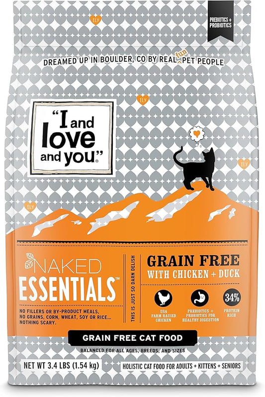 I and love and you Naked Essentials Dry Cat Food - Chicken + Duck - Grain Free, Real Meat, No Fillers, Prebiotics + Probio...