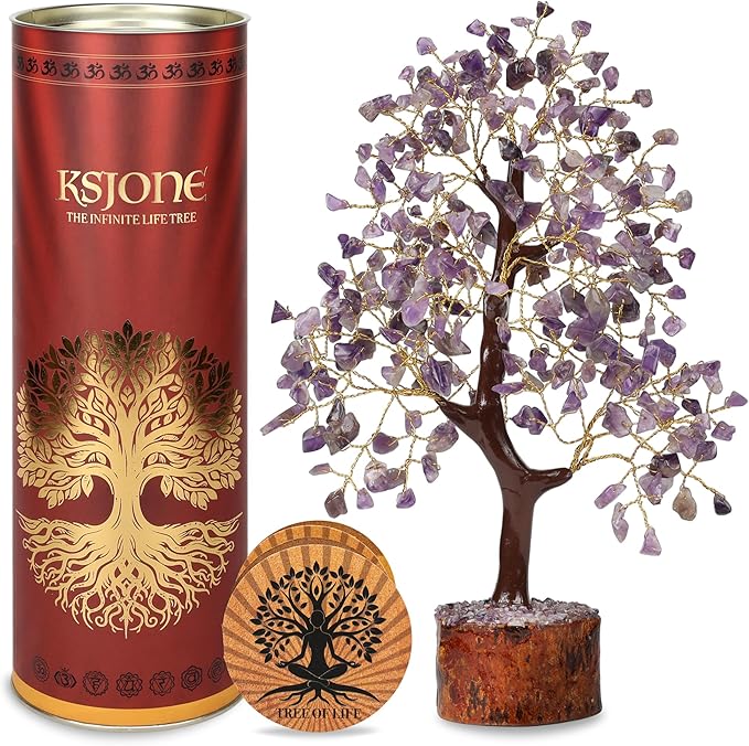 KSJONE Amethyst Crystal Tree of Life Handmade Feng Shui Bonsai Crystal Healing Money Tree | Boho Decor | Home Decor Trees ...
