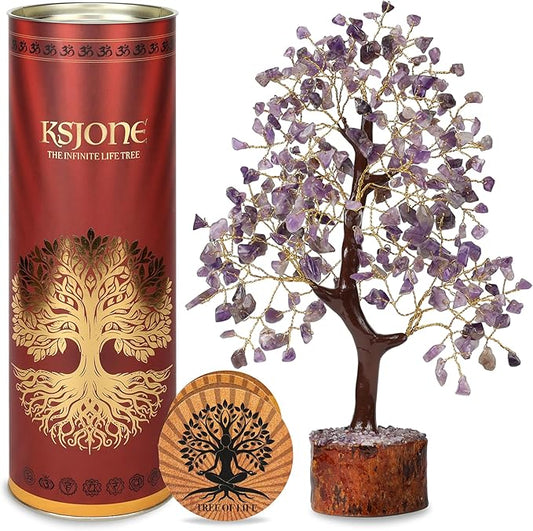 KSJONE Amethyst Crystal Tree of Life Handmade Feng Shui Bonsai Crystal Healing Money Tree | Boho Decor | Home Decor Trees ...