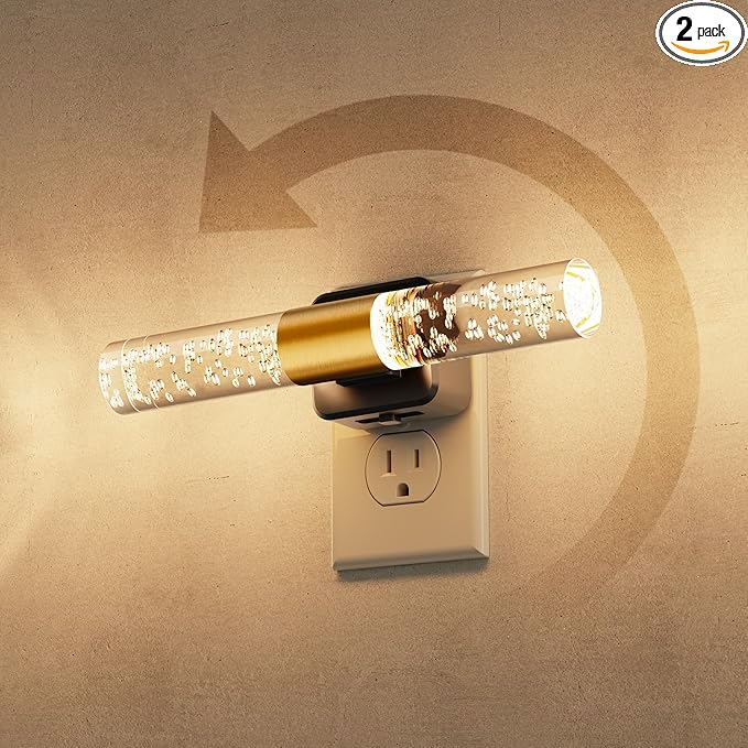 L LOHAS LED Night Light Rotating,[2 Pack] Night Lights Plug into Wall, Auto Light Sensor Nightlight Dimmable 100LM, 3000K ...