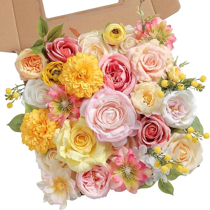 RUIDKUN Artificial Flower Assortment for DIY Centerpiece Arrangement Wedding Hand Bouquet Flower Bouquet Centerpiece Arran...