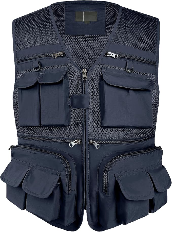 TWENPHYO Versatile Men's Summer Vest for Fishing, Travel, Outdoor Work, Safari and Photography with Multiple Pockets