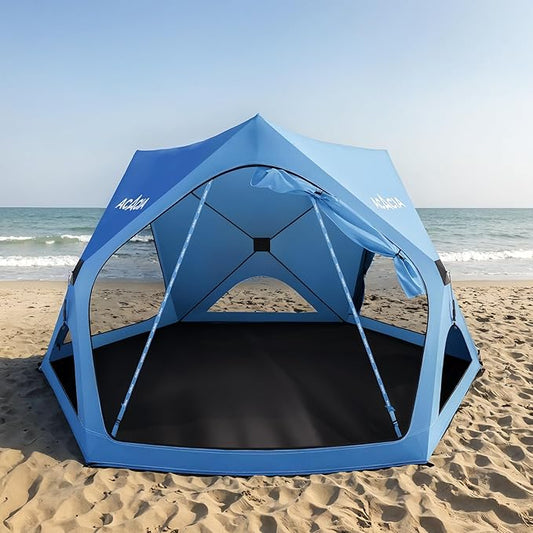 Acacia Beach Tent Sun Shelter | 4-Person Portable Camping Tent with UPF 50+ Protection | Easy Setup Pop up Sun Shade | 10×...