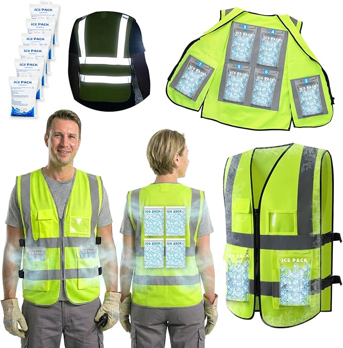 HJDHS Cooling Ice Vest with 24pcs Ice Pack - Cooling Vest with Adjustable Strap Cool Vest with Pockets