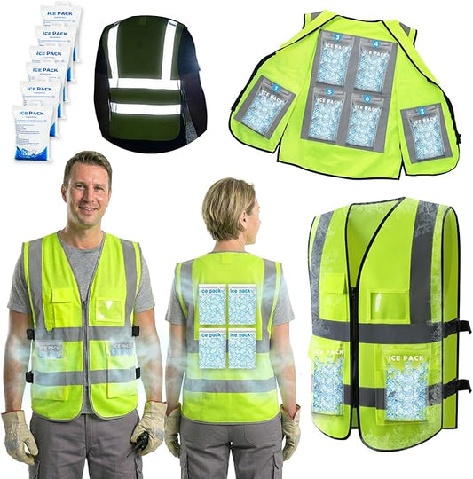 HJDHS Cooling Ice Vest with 24pcs Ice Pack - Cooling Vest with Adjustable Strap Cool Vest with Pockets