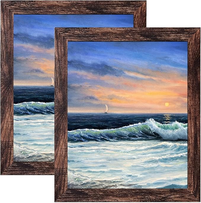 LUCKYLIFE 8x10 Picture Frame Brown for Wall Mounting or Tabletop Display, 2 Pack
