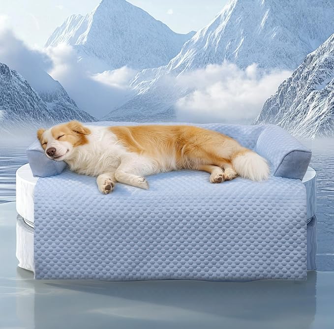 WATANIYA PET Cooling Dog Bed, Washable Cooling Mat for Large Dogs with Removable Cover, Self Cooling Couch Cover for Dog, ...