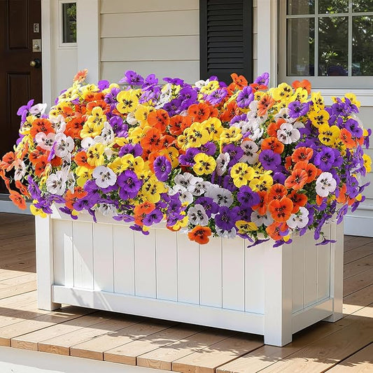 Alupssuc 48 Bundles Artificial Flowers for Outdoors, Fake Spring Flowers for Decoration, UV Resistant Realistic Pansies wi...