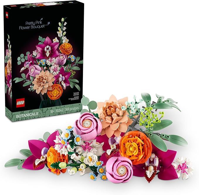 LEGO Botanicals Pretty Pink Flower Bouquet Building Set for Adults - Gifts for Mothers Day - Artificial Flowers for Decor ...