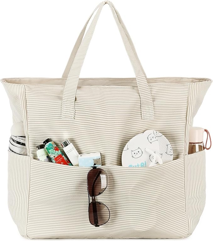LEDAOU Large Beach Bag Women Waterproof Sandproof Zipper Beach Tote Pool Bag for Swim Gym Grocery Travel with Wet Pocket |...