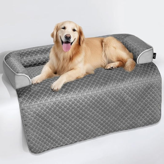 blunique Dog Cooling Mat Large Sized Dog Beds for Couch with Sides, Self Cooling Orthopedic Pet Bed with Removable Washabl...