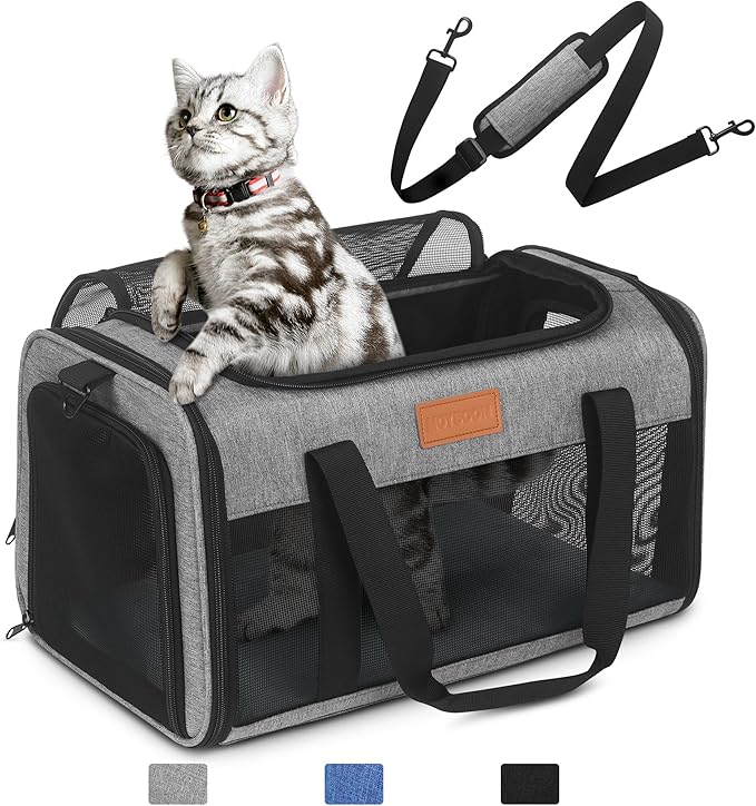 PETUX Airline Approved Pet Carrier - 17x11x9.5 in, Underseat, Top & Side Entry, Soft Sided Cat Dog Carrier for Small Cat &...