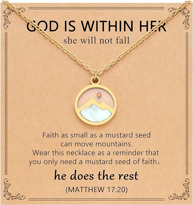 Eryuor Silver/Gold Moving Mountains Mustard Seed Faith Necklace, Inspirational Christian Gifts for Teen Girls & Women