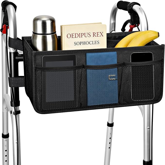 Dotday Upgraded Walker Basket with Cup Holder, Foldable Walker Bag with Large Capacity & Never Tipping Over- Not Fit for R...