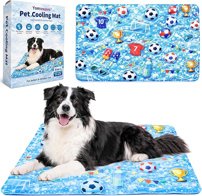 Yomvwavo Dog Cooling Mat, Water-Activated Gel Ice Pad for Dogs&Cats, No Electricity Self-Cooling Mat, Waterproof Wipe-Clea...