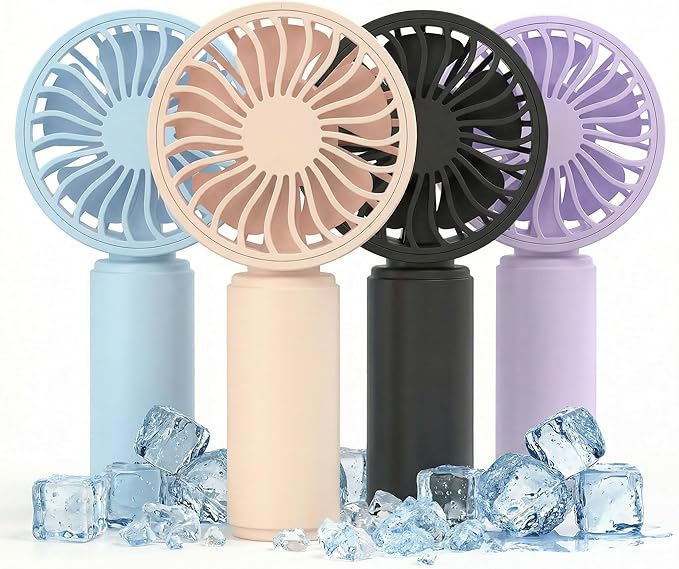 VanSmaGo 4 Pack Mini Handheld Fan, USB Rechargeable Portable Personal Fan with 3 Speeds, Detachable Cover, Small Lightweig...