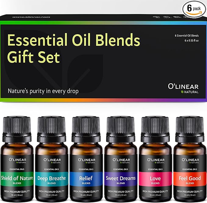 O'linear Essential Oils 6 Blends Set - Perfect for Humidifiers and Diffusers, Aromatherapy Diffuser Oils Scents, Essential...