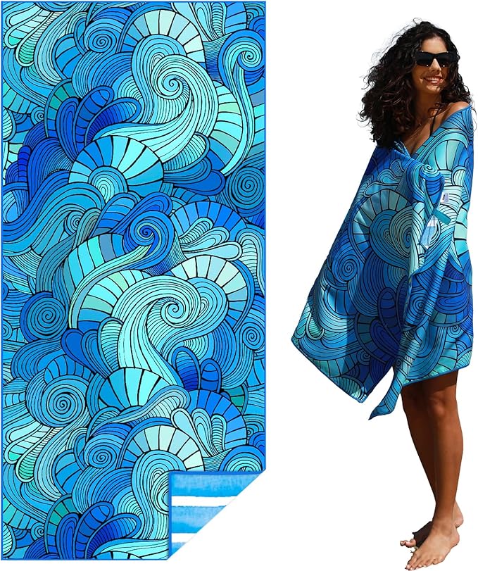 Thin Lightweight Microfiber Beach Towel Sand Free Quick Dry Absorbent Compact Towels for Swimming Pool Camping Beach Acces...