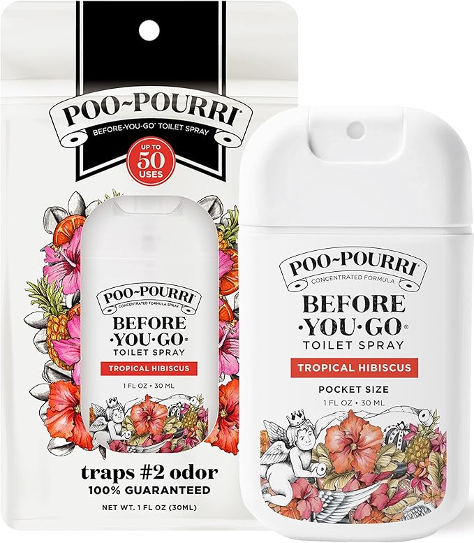 Poo-Pourri Before-You-Go Pocket Toilet Spray, Travel Essentials, Tropical Hibiscus, 1 Fl Oz, Up to 50 Uses, On-The-Go Bath...