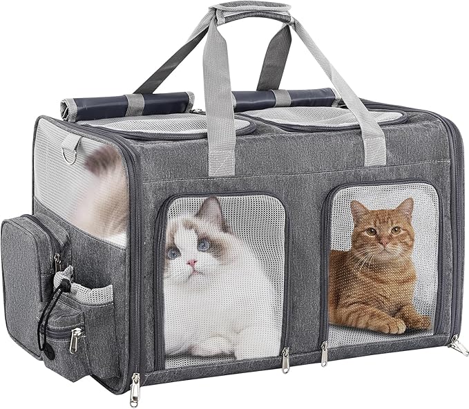 TOYSBOOM Cat Carrier for 2 Cats - Double Pet Carrier Extra Large, Dual Cabin Multi Cat Travel Carrier with Removable Divid...