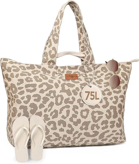 GLORIEROO Extra Large Beach Bag for Women - Sandproof Over-Size Carry On Beach Essentials Tote with 5 Pockets Gifts for Women