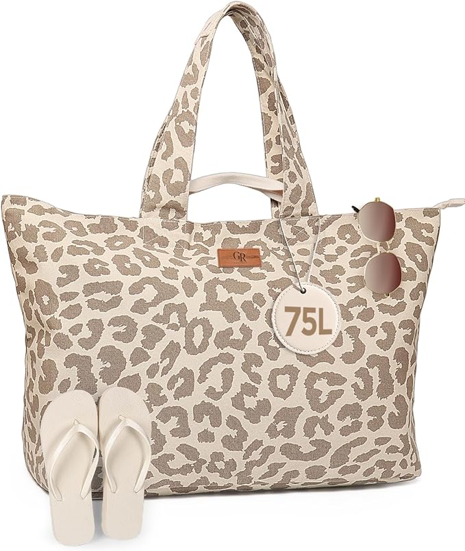 GLORIEROO Extra Large Beach Bag for Women - Sandproof Over-Size Carry On Beach Essentials Tote with 5 Pockets Gifts for Women
