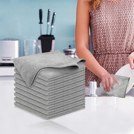 10 Count Microfiber Cleaning Cloth Bulk Pack Car Cleaning Towels Dish Cloth Set Reusable Household Cleaning Cloths