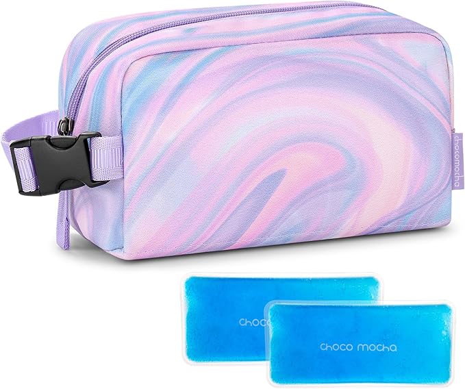 Choco Mocha Snack Bag for Kids Small Cooler Bags Insulated & Freezable Snack Bag For School Toddler Snacks Bag, Fluid Purple