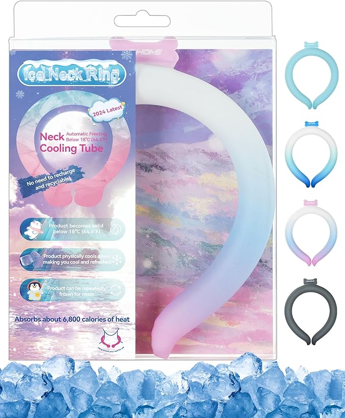 Neck Cooling Tube Wraps Ice Ring Neck Cooler Personal Ice Pack Wrap for Hot Weather Gel Reusable Wearable Gel Cooling for ...