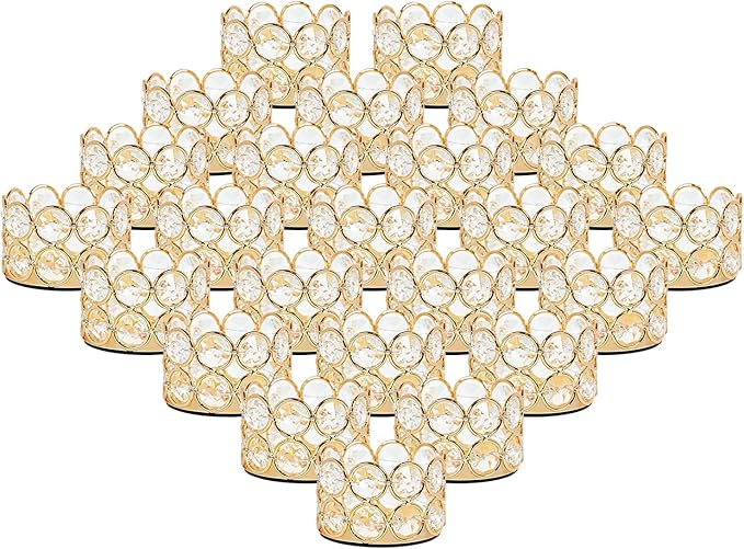 VINCIGANT Crystal Gold Votives Candle Holder Elegant Decorative Tealight Candle Holders for Weddings,Parties,Chirstmas,Gif...