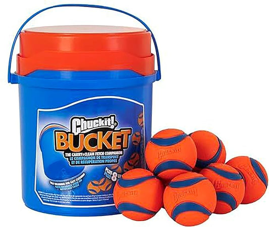 Chuckit! Ultra Ball Dog Toy with Chuckit! Cleaning Bucket, Bouncy Fetch Pet Toys For Dogs 20-60 lbs, Interactive Dog Toys,...