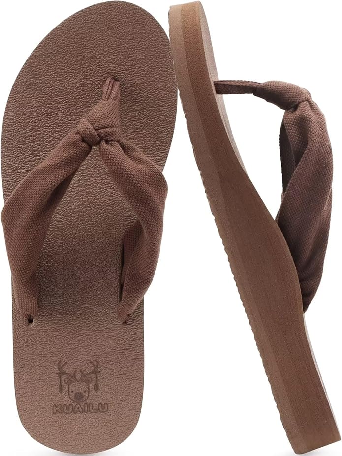 KuaiLu Flip Flops for Women with Arch Support Yoga Mat Comfortable Summer Beach Walking Thong Cushion Sandals Slip On Indo...